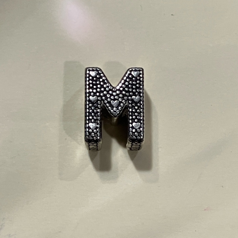 Pandora Silver Textured 'M' Charm